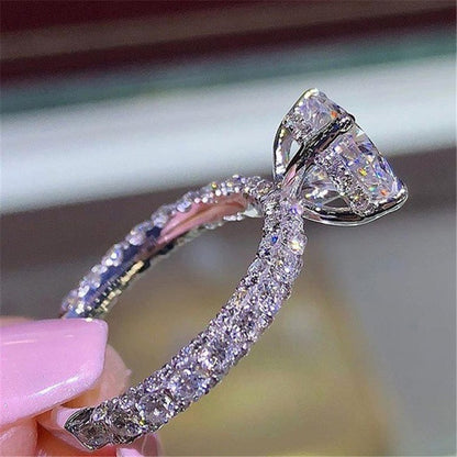 Fashion Charm Shiny Zircon Silver Color Ring Luxury