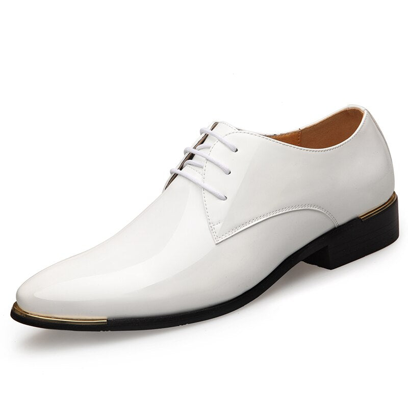 Men's Quality Patent Leather Shoes White Wedding Shoes