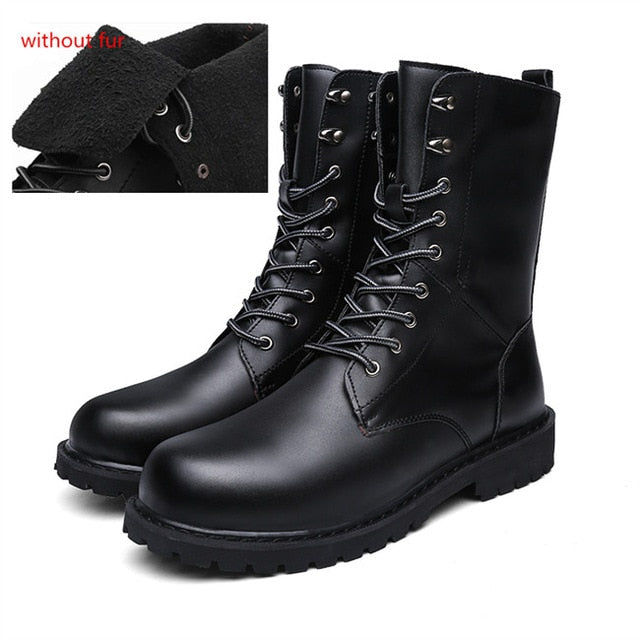 Large Size Motorcycle Boots Men Winter Shoes Warm Waterproof Men Leather Boot