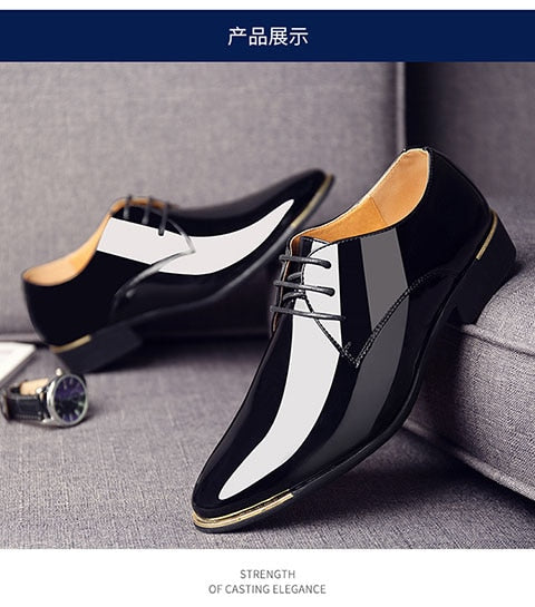 Men's Quality Patent Leather Shoes White Wedding Shoes