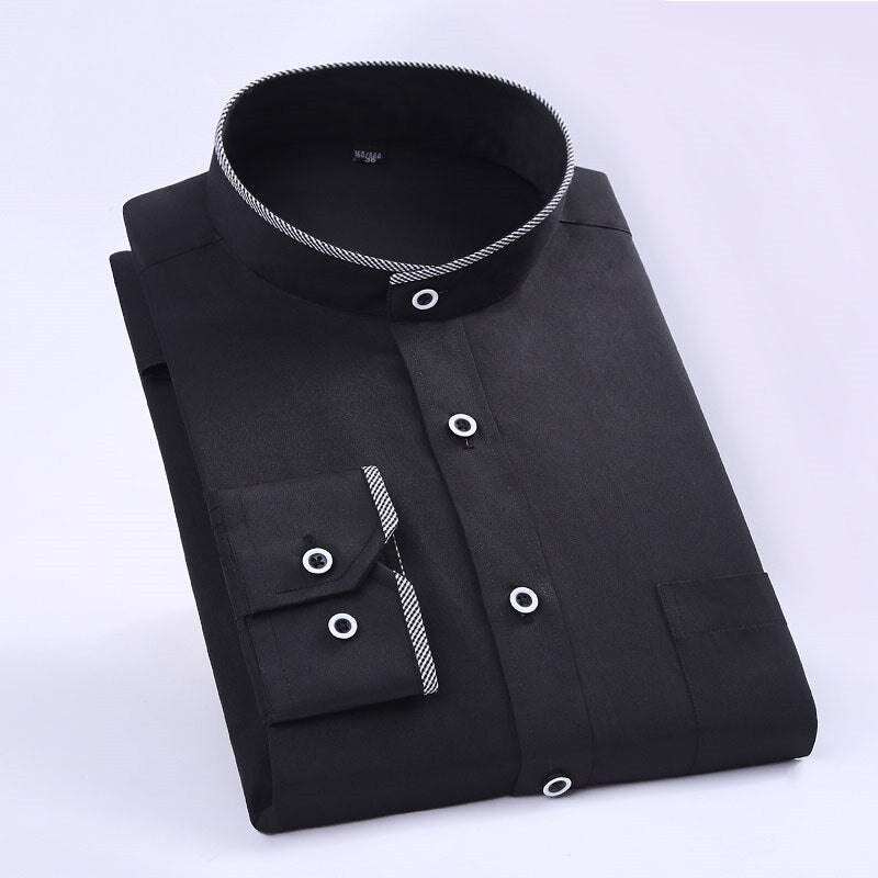 Fashion Stand Collar Long Sleeve Slim Fit soft comfortable men dress shirts