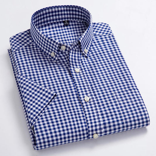 High Quality Men Oxford Casual Shirts Leisure Design Plaid Men