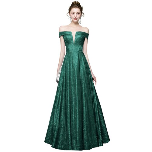 Evening wear Dresses: V-Neck A Line Long Evening Dresses Party