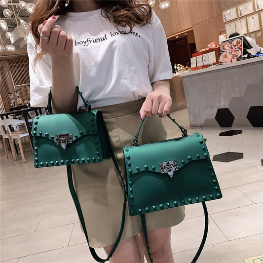 High Quality Women PVC Handbags Fashion Ladies Shoulder Bag Luxury Designer Crossbody Bags for Women Small Rivet Messenger Bags