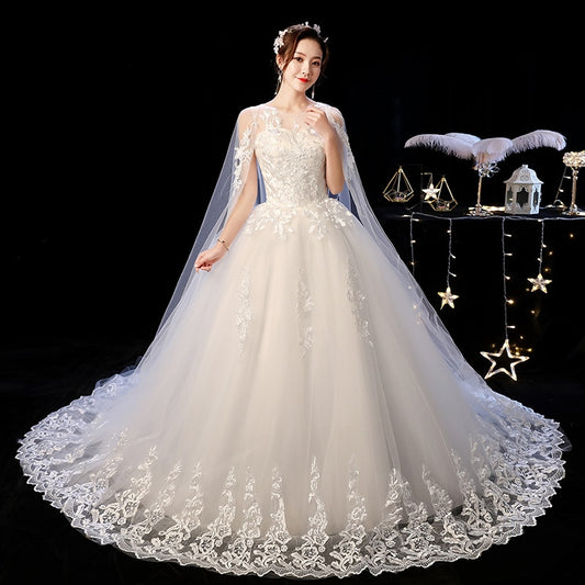 White Bridesmaid Dresses: Wedding Dress Elegant Court Train Lace Embroidery Princess