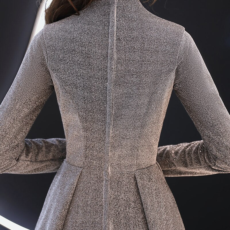Evening wear Dresses: Women Long Sleeve Evening Gowns Celebrity Dress