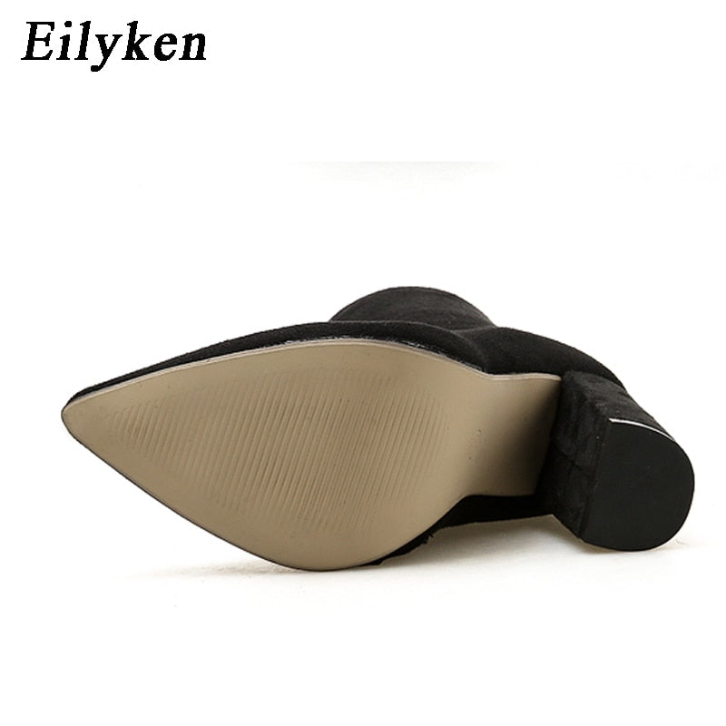 Flock Ankle Boots Women For Autumn Winter Fashion Pointed