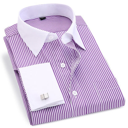 Striped For Men French Cufflinks Casual Dress Shirts