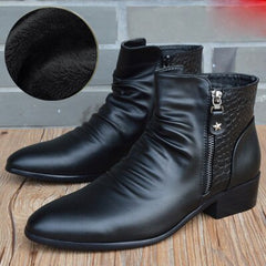 Fashion Men Boots Genuine Leather Men British Autumn Winter Warm Plush