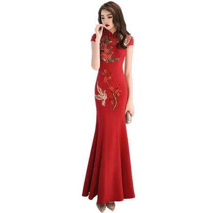 Embroidery Chinese Traditional Plus Size 3XL Vestidos Cheongsam Elegant Bride