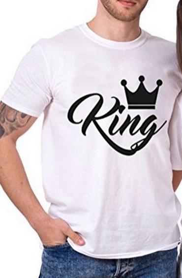 King Queen Couples T Shirt Crown Printing Couple Clothes Summer T-shirt