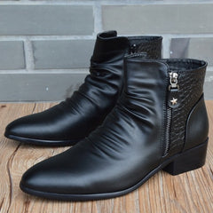 Fashion Men Boots Genuine Leather Men British Autumn Winter Warm Plush