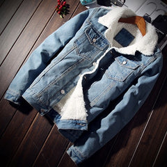 Winter Mens Denim Jackets Fashion Men Fleece Thick Warm Jeans Jacket Men