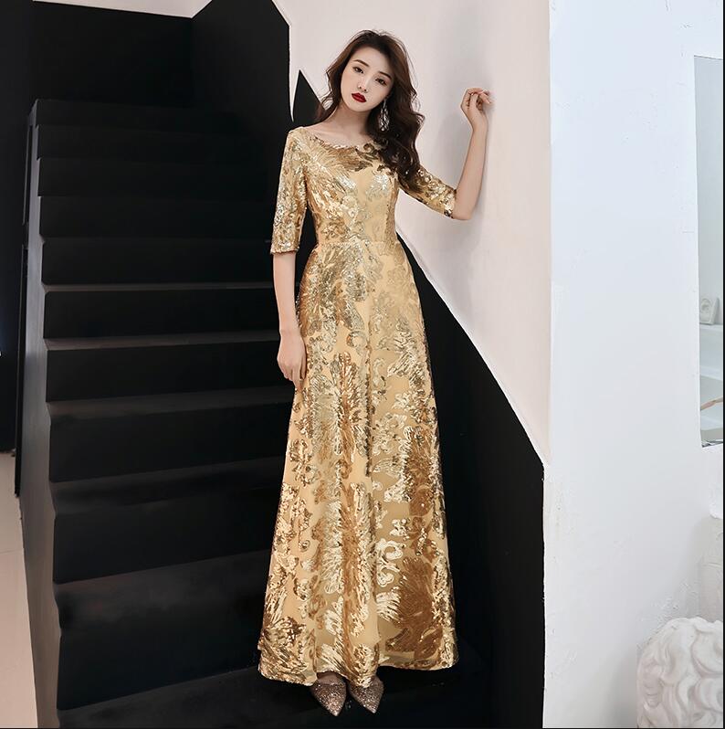 Evening wear Dresses: Elegant Sequined Evening Gowns Long Formal Evening