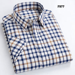 Summer Short Sleeve Plaid Shirts Fashion Men Business Formal