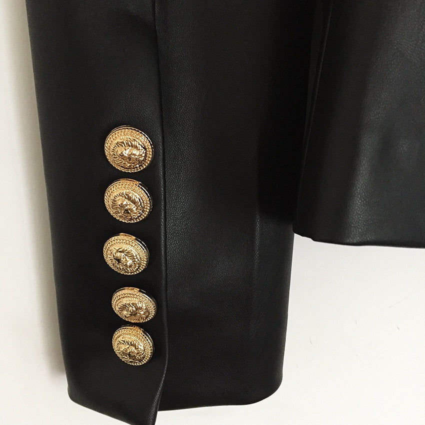 Winter Designer Blazer Jacket Women Lion Metal Buttons Double Breasted