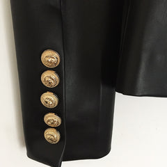 Winter Designer Blazer Jacket Women Lion Metal Buttons Double Breasted
