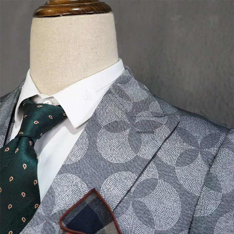 Tuxedo for Mens: Suit Men Leisure Business Formal Dress Trend Print Bridegroom