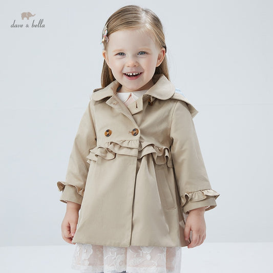 spring baby girls fashion solid ruched hooded coat children tops infant