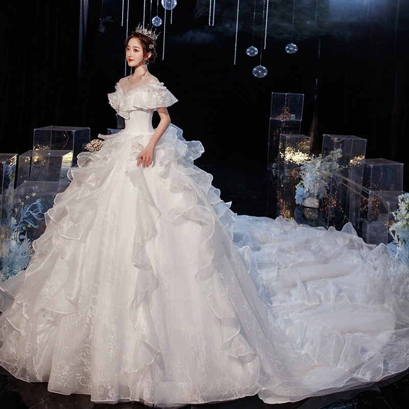 Wedding Dress Gryffon Luxury Lace Wedding Gown With Train Ball Gown