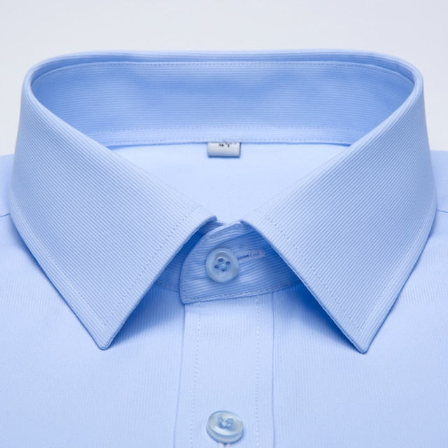 Men's Long Sleeve Standard-fit Solid Basic Dress Shirt Patch