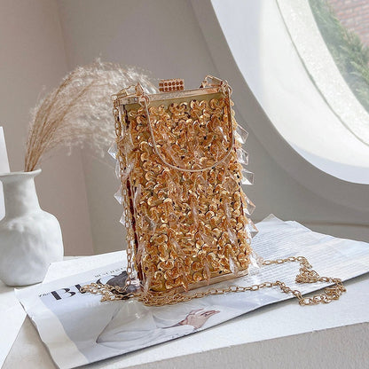 Fashion Crystal blue Clutch Bags Women Designer Party Purse Box Chain Shoulder