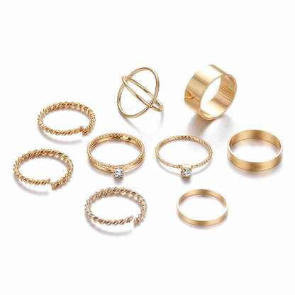 Original Design Gold Color Round Hollow Geometric Rings Set For Women