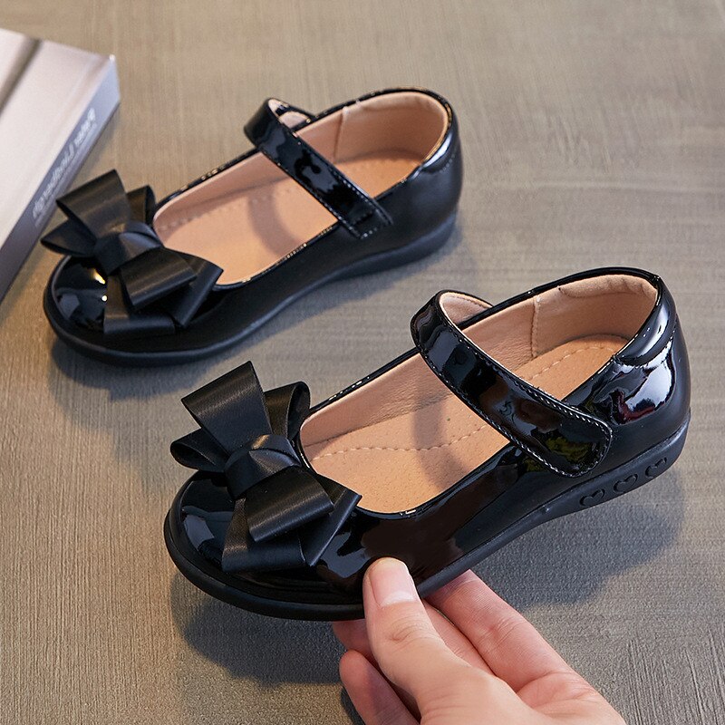 Red White Black School Student Leather Shoes Girls Princess Shoes