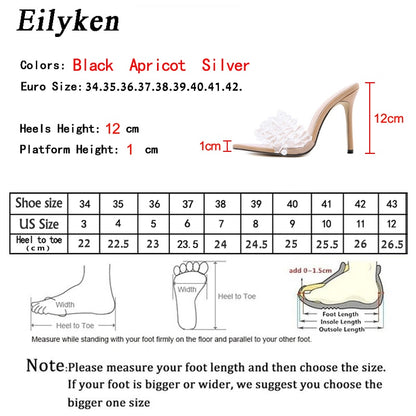 Crystal Women Slippers Summer Pointed Toe High Heels Sexy Slides Ladies Party