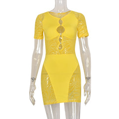 Zebra Mesh Transparent Women Mini Dress for Beach Holiday Night Club