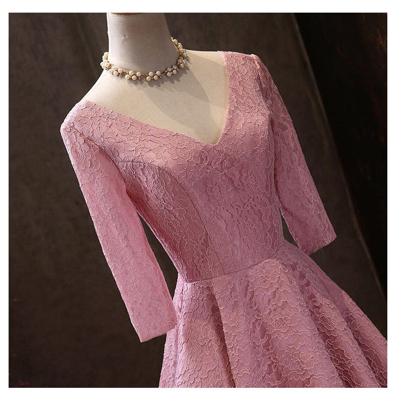 Homecoming Dresses: Prom Dresses Elegant Soybean Plus Size V-neck Half Sleeve