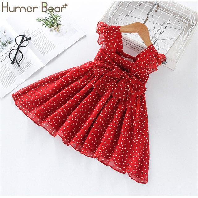 Humor Bear Summer Girl Dresses Soild Dresses Princess Girls Clothes