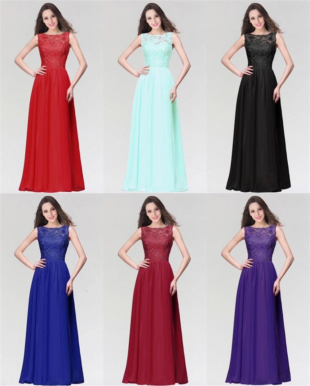 Homecoming Dresses: Chiffon Lace Long Prom Dresses for Women Appliques