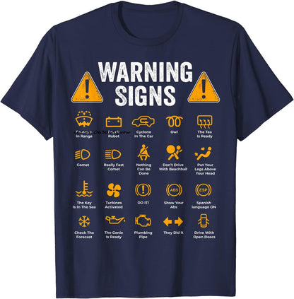 Funny Driving Warning Signs 101 Auto Mechanic Gift Driver T-Shirt Fashion Casual