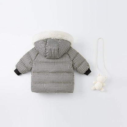 winter baby girls plaid down coat children