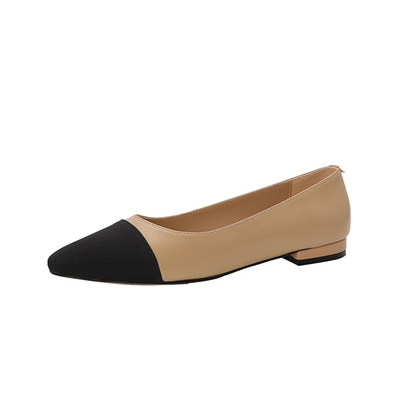 Women Genuine Leather Thick Heels Pumps Square Toe High Heel 6cm