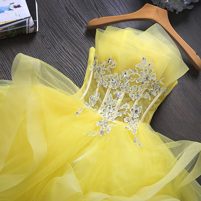 Homecoming Dresses: Tulle Prom Dresses Girl Strapless Sleeveless Short Homecoming