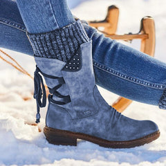 Women Winter Mid-Calf Boots Flock Winter Shoes Ladies Fashion Snow Boots Shoes