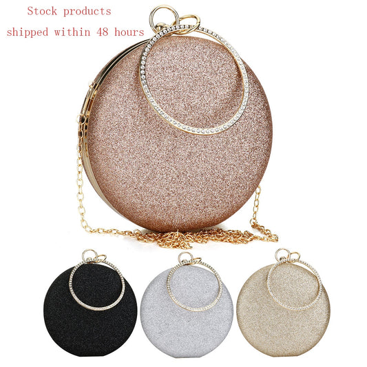 Women Wedding Evening Clutch Round Bag Purses Handbags Crossbody Party