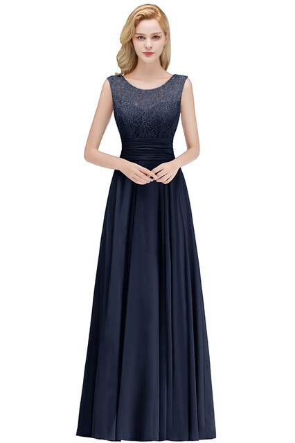 Homecoming Dresses: Dusty Pink Lace Long Bridesmaid Dresses Stretchy A Line