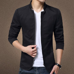 Mens Jacket Fashion Standing Collar Jacket Coats Men Slim Fit Business