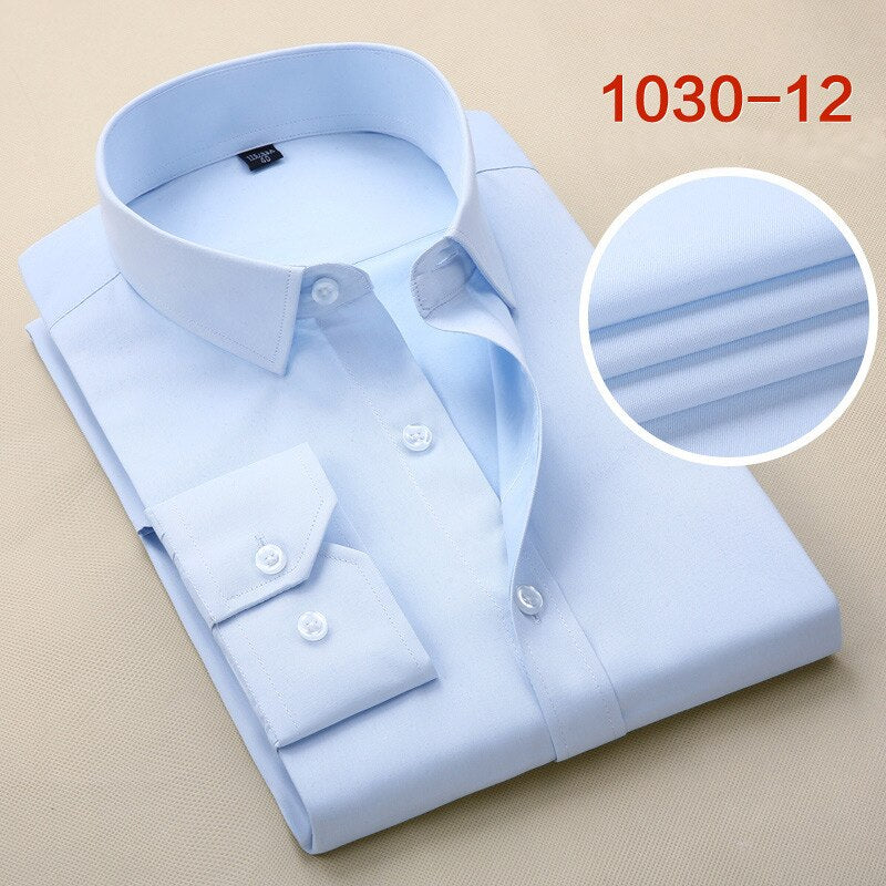 Men Business Formal Shirts Men Work Shirts Plain Long Sleeve Solid