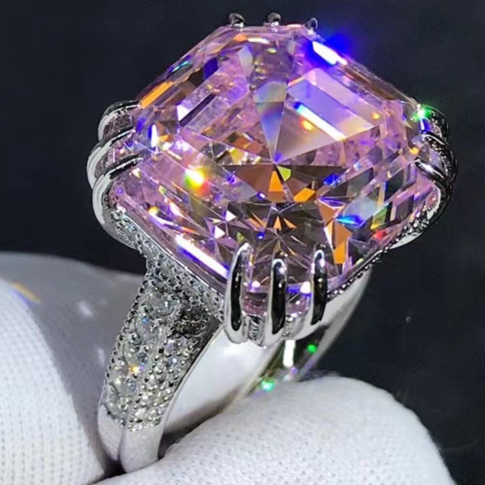 Luxury Solid 925 Sterling Silver 3EX Asscher Cut 10CT VVS D Color Created