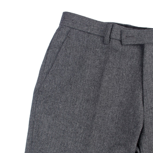 Heavy Warm Wool Blend Pants Tailor Made Pants Dark Grey Herringbone Men