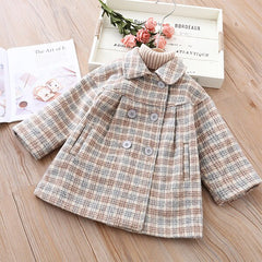 Girl Wool Coat Children Clothes Thick Baby Cotton-Padded