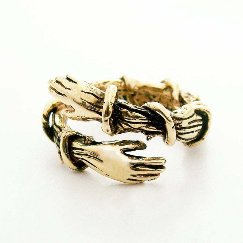 Gothic Hug Muscle Hands Rings For Women Men Adjustable Open Cuff Ring Party
