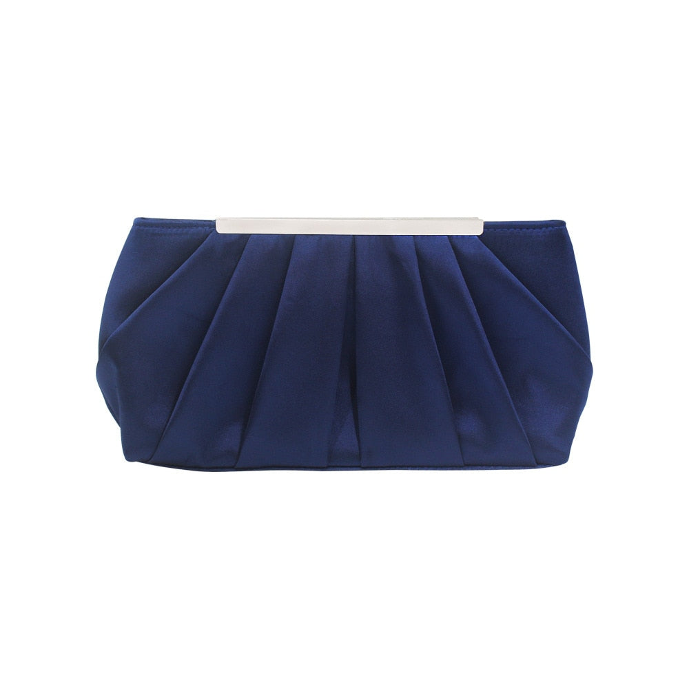 Solid Silk Satin Evening Bag Women Elegant Ruched Clutch Bags Wedding Bride