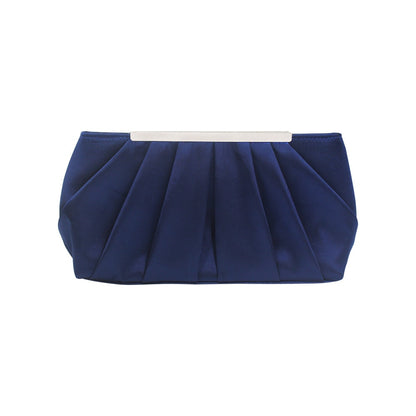 Solid Silk Satin Evening Bag Women Elegant Ruched Clutch Bags Wedding Bride