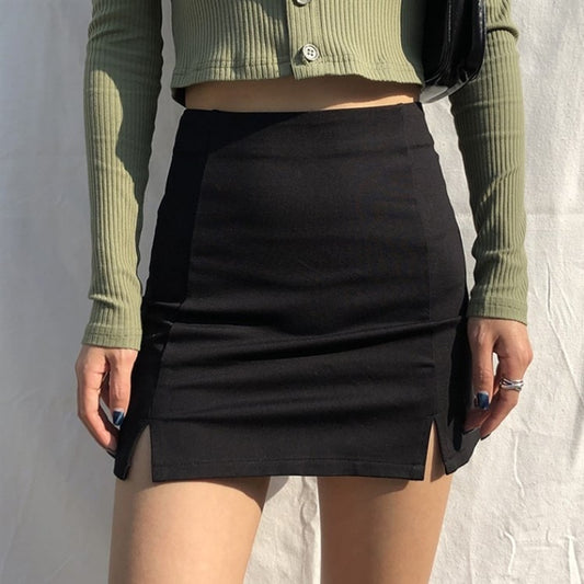 Skirts Women Black Split Office Ladies   High Waist Elegant Slim Mini Skirt Student