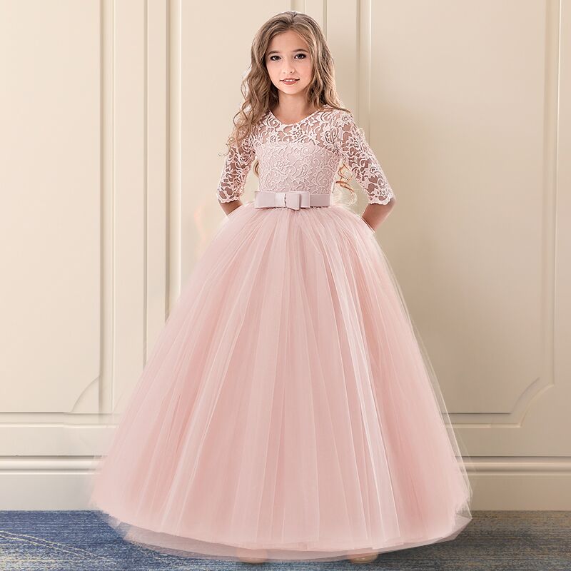 Summer Flower Princess Pageant Long Dress Formal Prom Gown For Girls Party